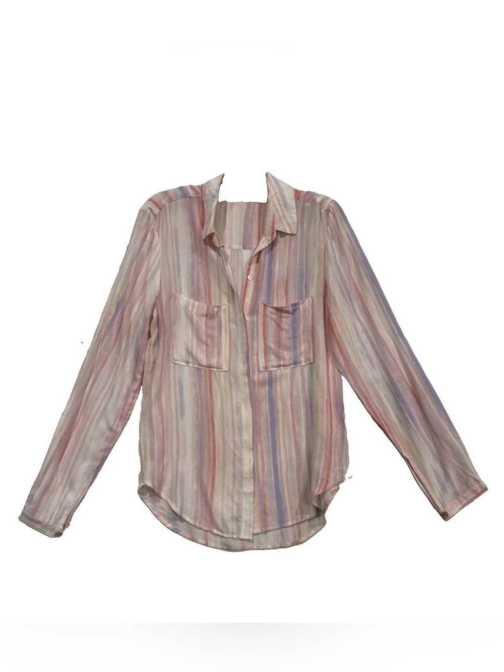Anthropologie Cloth & Stone White Coastal Striped Long Sleeve Blouse